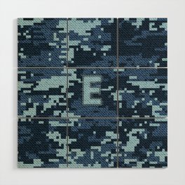 Personalized E Letter on Blue Military Camouflage Air Force Design, Veterans Day Gift / Valentine Gift / Military Anniversary Gift / Army Birthday Gift iPhone Case Wood Wall Art