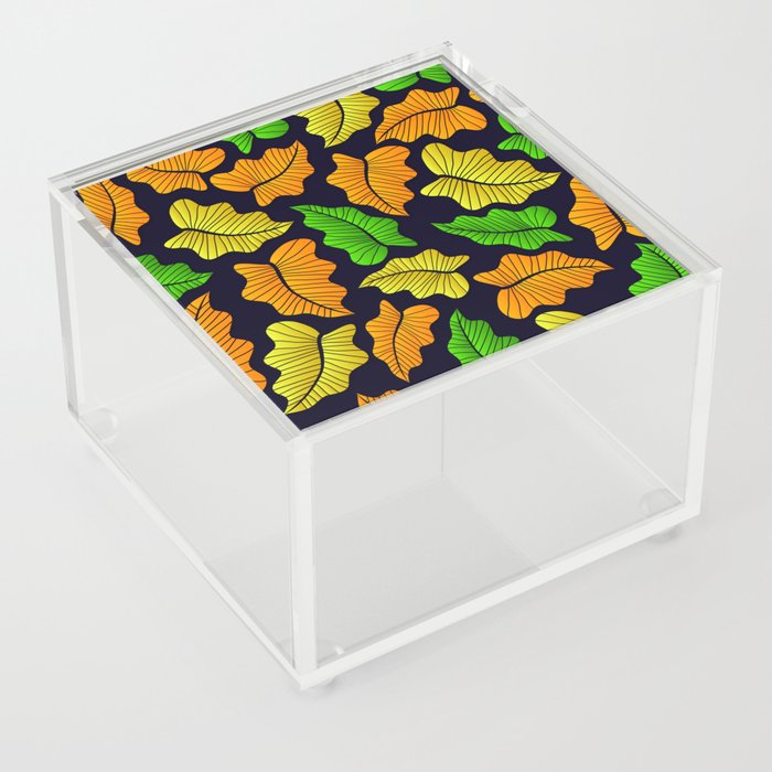 Orange, Green & Green Color Floral Pattern Design  Acrylic Box