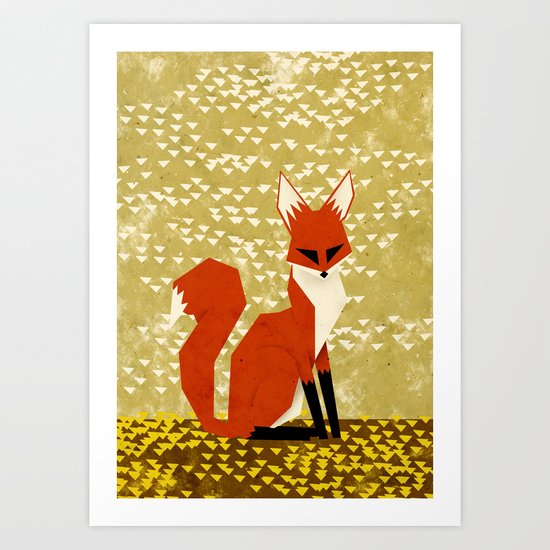 fox on flowers Art Print