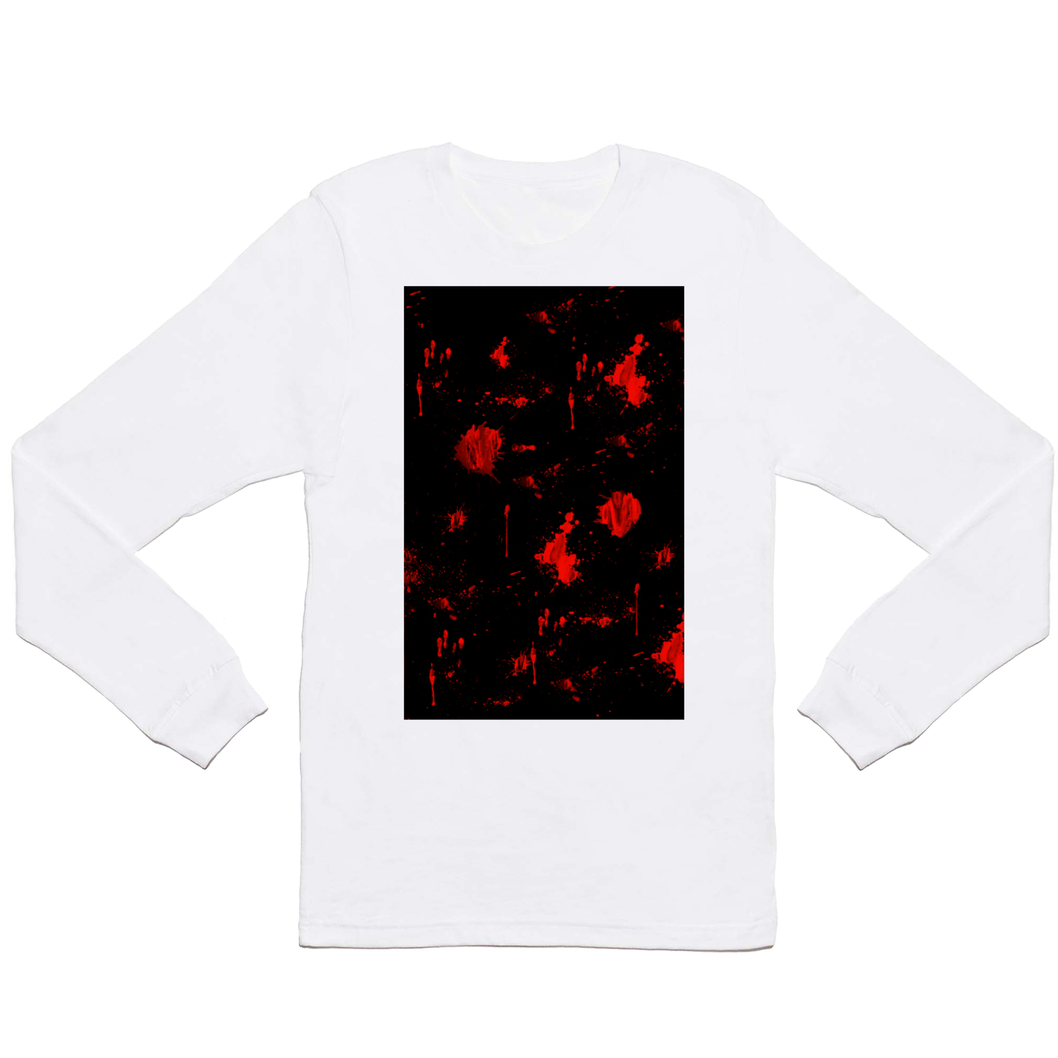 Red Paint Blood splatter on black Long Sleeve T Shirt by Scott Hervieux  Society6