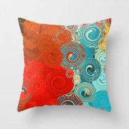 Red and Turquoise Swirls Throw Pillow