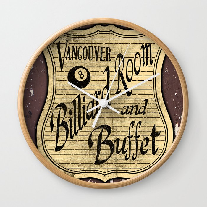 Vintage Vancouver Billiard Sign Wall Clock