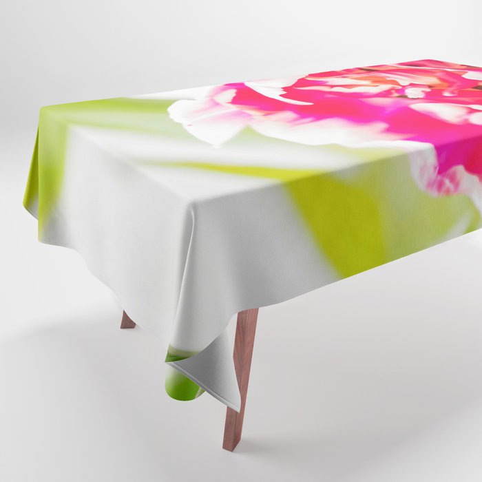 Beautiful Multicolor Tulip - Green Leaves - White Background #decor #society6 #buyart Tablecloth