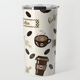 Coffee cups pattern on cream background Travel Mug