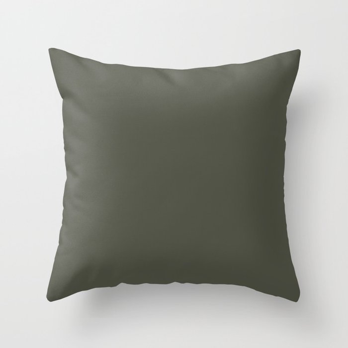 NOW Burnt Olive deep dusty green solid color modern abstract illustration  Throw Pillow