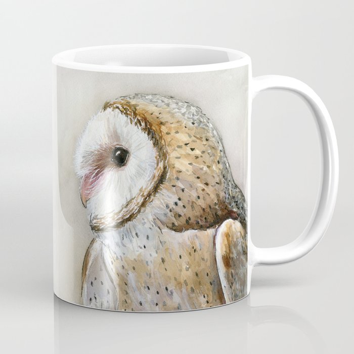 Barn Owl Watercolor, Birds Of Prey Wild Animals Owls Coffee Mug