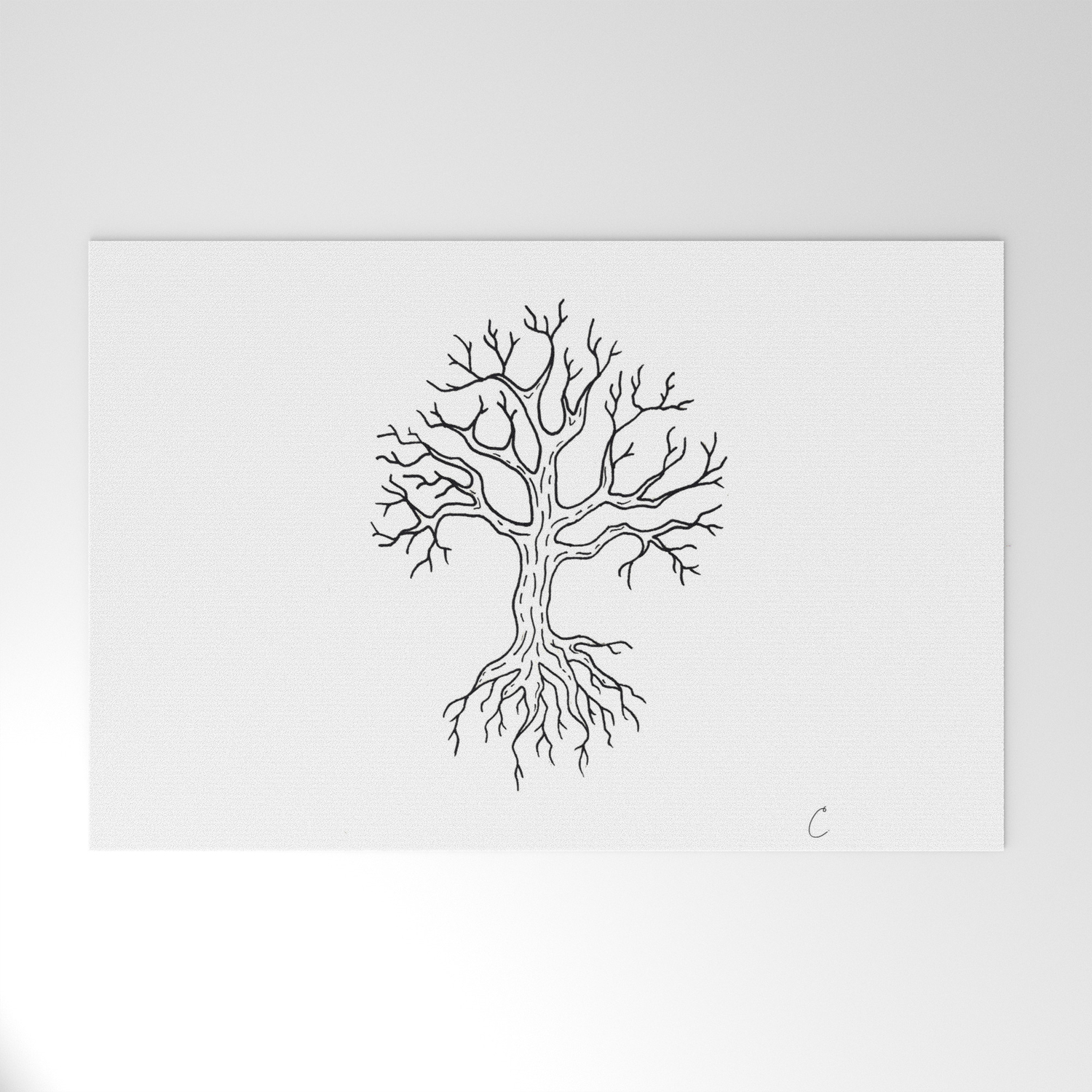 Leafless Rooted Tree Illustration Welcome Mat By Lapetitemesange
