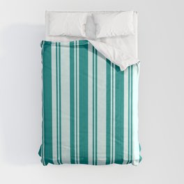[ Thumbnail: Light Cyan and Dark Cyan Colored Lines Pattern Comforter ]