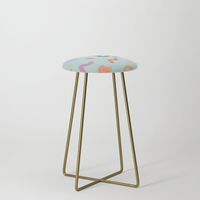 Abtract Colorful Brush Pattern Counter Stool