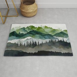 Mountains and Forests Area & Throw Rug
