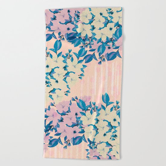 Pink Floral Beach Towel
