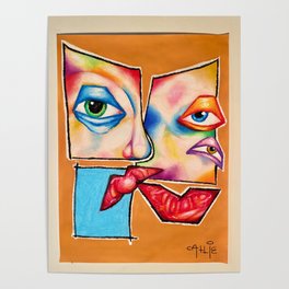 colorful abstract face Poster