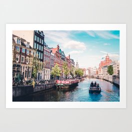 Colorful Amsterdam Canals | Europe Travel City Urban Landscape Photography Art Print