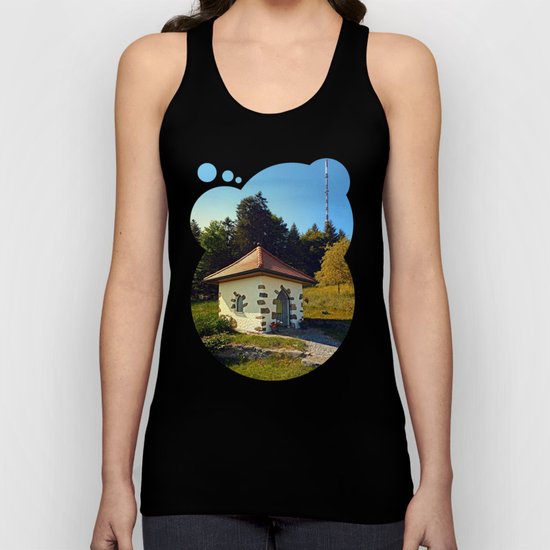 Small chapel up on the mountain Unisex Tank Top