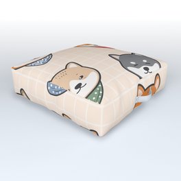 Cute Japanese Dog - Shiba Inu Pattern Outdoor Floor Cushion | Japanese, Perro, Pattern, Cute, Shibainu, Anjing, Stencil, Digital, Shiba, Shiba Inu 