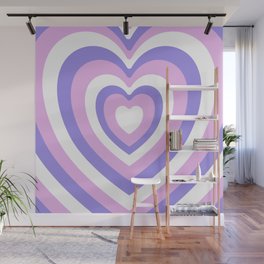 Purple and White Heart Shape Wall Mural