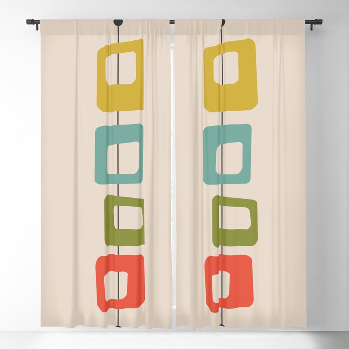 Mid-Century Modern Squares on a Line Blackout Curtain