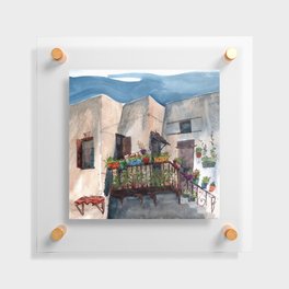 Herbs and blossom on Rhodian balcony Floating Acrylic Print