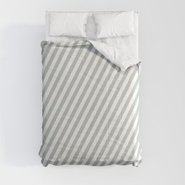 [ Thumbnail: Grey & Mint Cream Colored Stripes/Lines Pattern Comforter ]