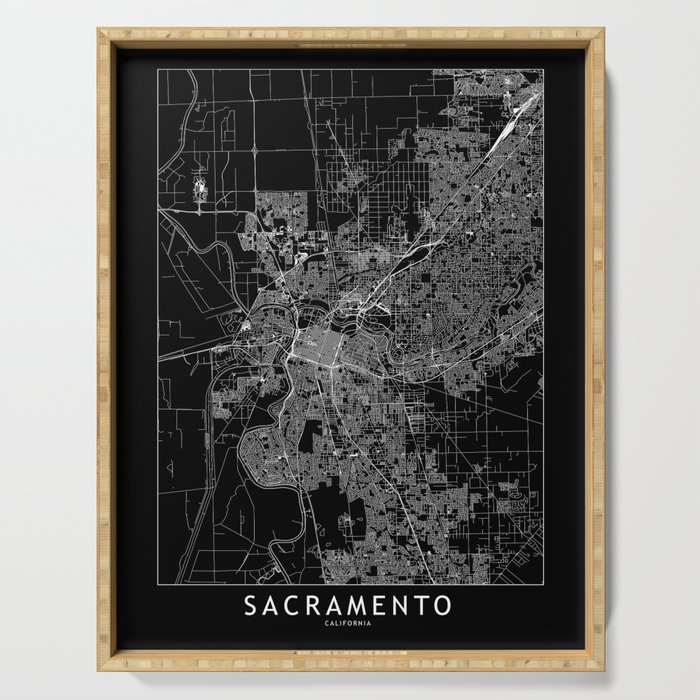 Sacramento Black Map Serving Tray