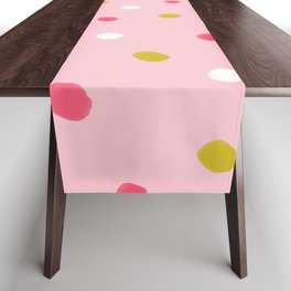 Polka Dot Confetti Pattern (pink/mustard/white) Table Runner