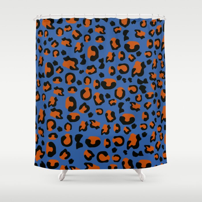 Blue Jungle - Leopard Pattern Shower Curtain