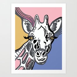 Whimsical Giraffe - Pink, Purple & Yellow Art Print