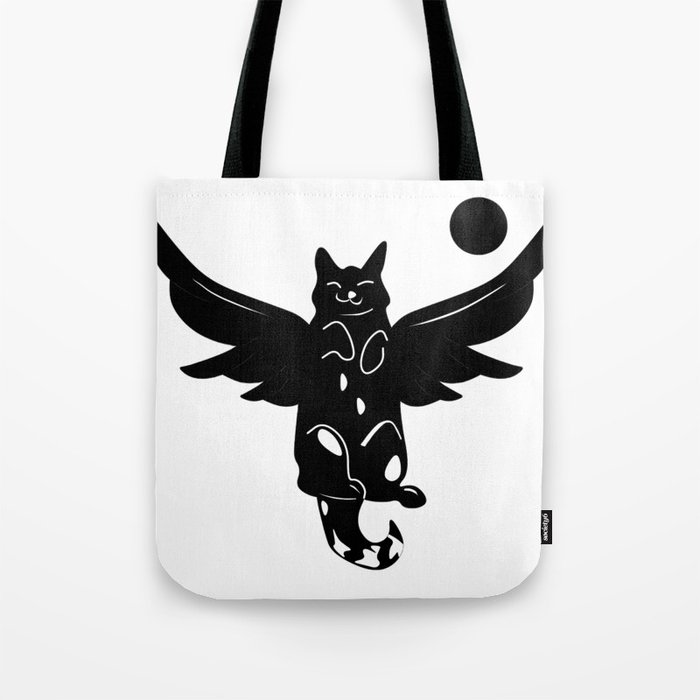 Catuceus - Black flying cat Tote Bag