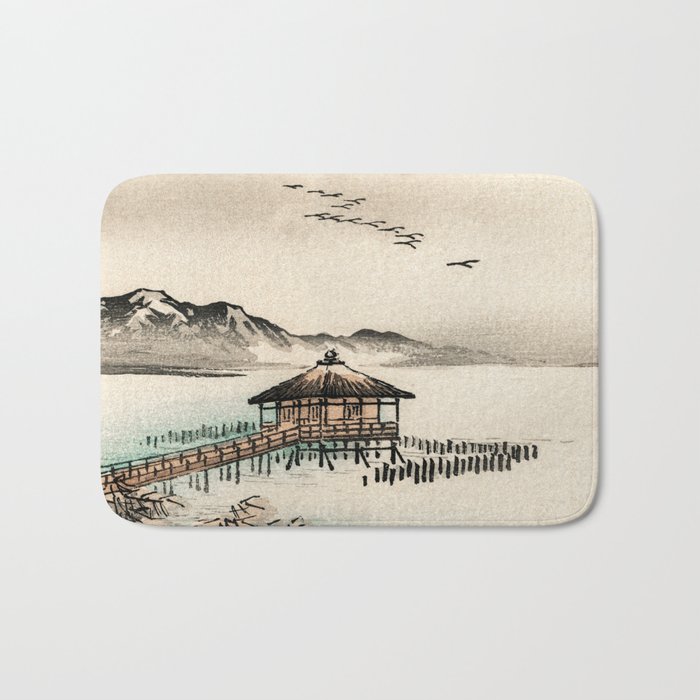 Cottage By The Sea Traditional Japanese Landscape Bath Mat