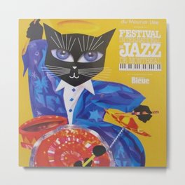 1994 Montreal Jazz Festival Cool Cat Poster No. 3 Gig Advertisement Metal Print | Cat, Cats, Drums, Gig, Vintage, Horns, Chicago, Musical, Montreal, Touring 