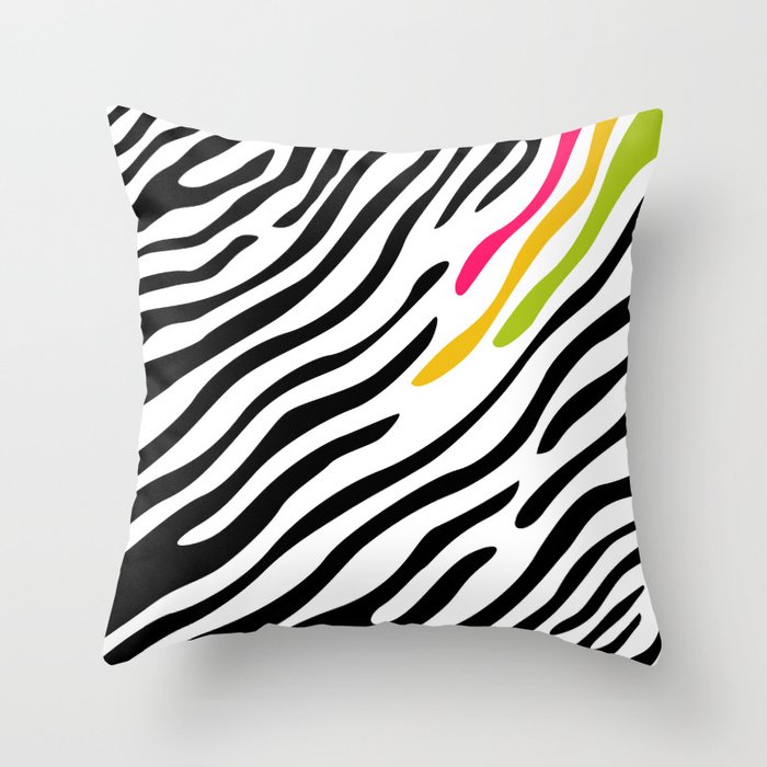 Zebra Print Multicolor Throw Pillow By Margybengal Society6