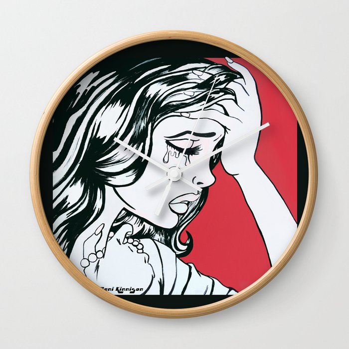 Crying Red Vintage Comic Book Painting Wall Clock By Sunnybunny