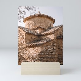 Greek Church in Brown Bricks | Summer Scenery on the Island of Naxos, Greece | European Summer | Travel Photography Mini Art Print