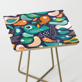 Abstract pattern with doodle birds Side Table