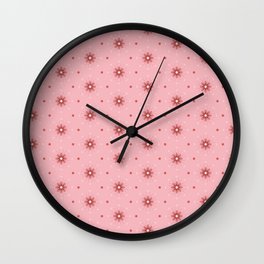 Botanical Floral spring daisy and dot pink pattern vector art Wall Clock