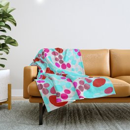 Slashes and Shapes Abstract Turquoise and Pink Throw Blanket