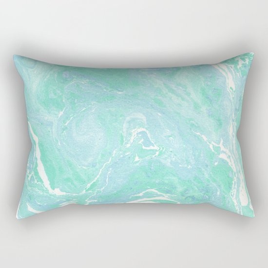 Marble texture background, white blue green marble pattern Rectangular Pillow