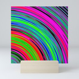 Colorful Vibrant Curved Stripes Mini Art Print