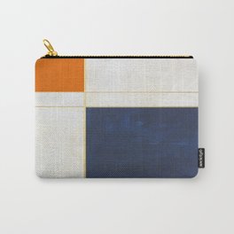 Orange, Blue And White With Golden Lines Abstract Painting Carry-All Pouch