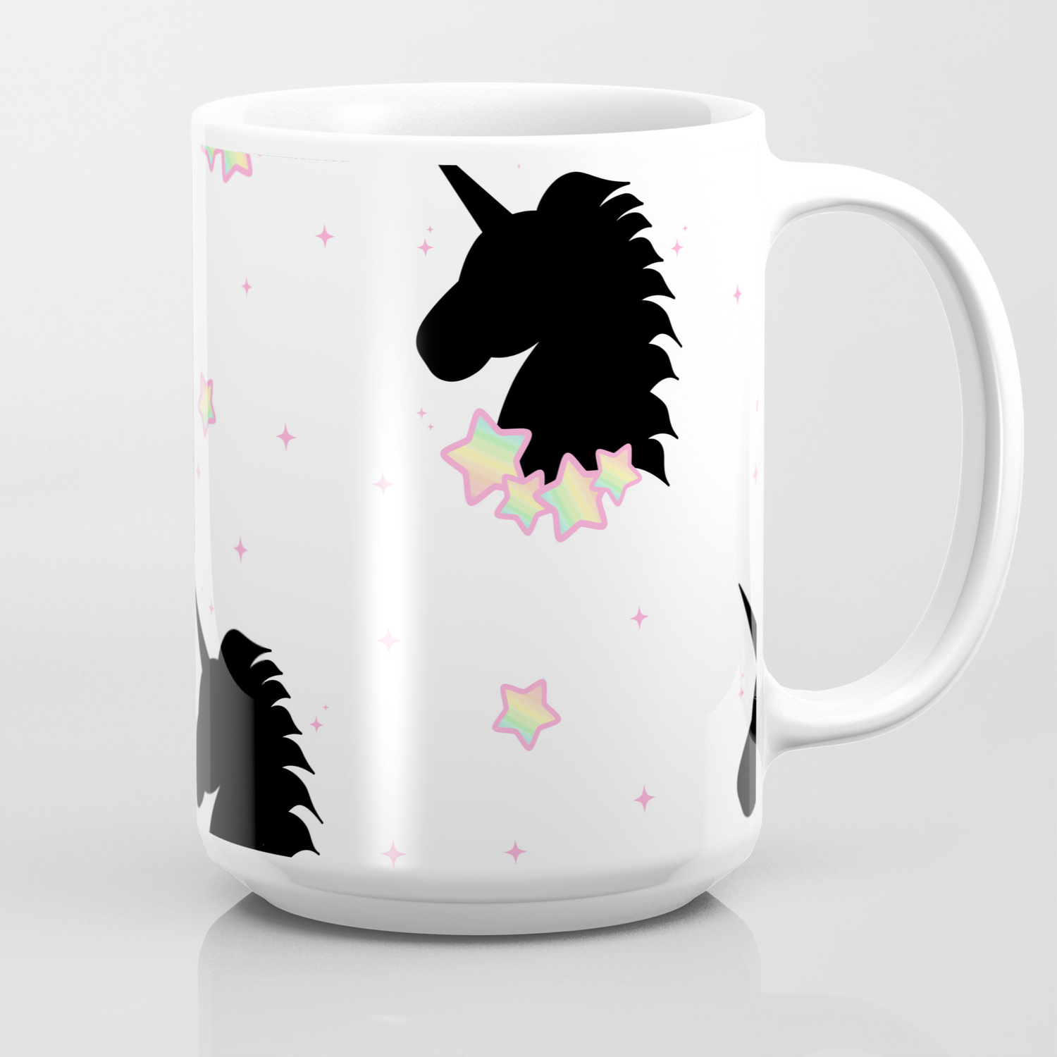 Cute Cartoon Patern Wih Black Unicorn Silhouette With Rainbow Stars Coffee Mug By Alicevacca Society6