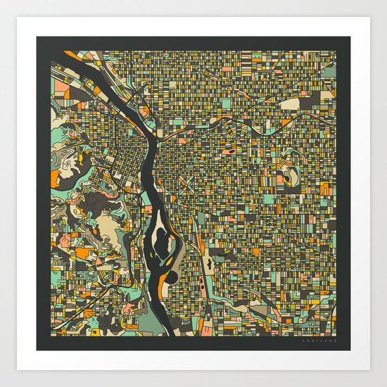 PORTLAND MAP Art Print