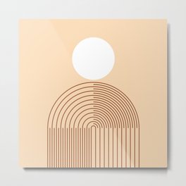 Geometric Lines in Terracotta and Beige 59 (Sun and Rainbow Abstraction) Metal Print | Midcentury, Minimalist, Simplistic, Mid Century, Modern, Terracotta, Pattern, Graphicdesign, Simple, Sun 