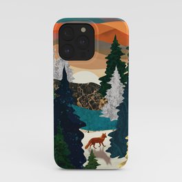 Amber Fox iPhone Case | Graphicdesign, Forest, Blue, Mammal, Fox, Digital, Moon, Orange, Sunset, Teal 