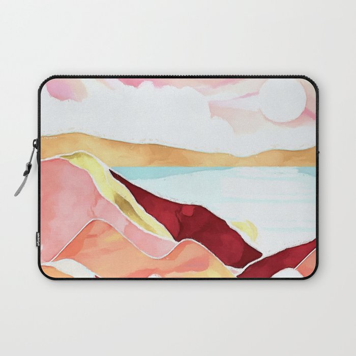 Alpine mountain pink sunset watercolor landscape painting for home, bedroom, living room, and wall decor No. 2 Laptop Sleeve