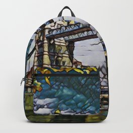 Uk Bridge Artistic Illustration Broken Green Glass Style Backpack