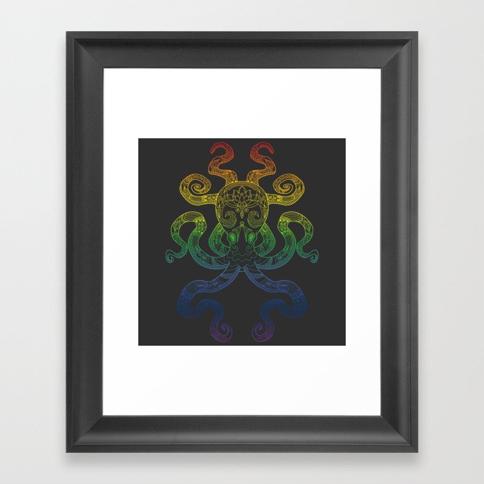 Color Me Octopus - Rainbow Pride Framed Art Print
