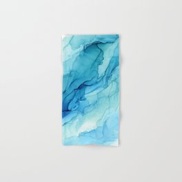 Emerald Sea Waves - Abstract Ombre Flowing Ink Hand & Bath Towel