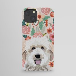 Golden Doodle florals pet portrait art print and dog gifts iPhone Case