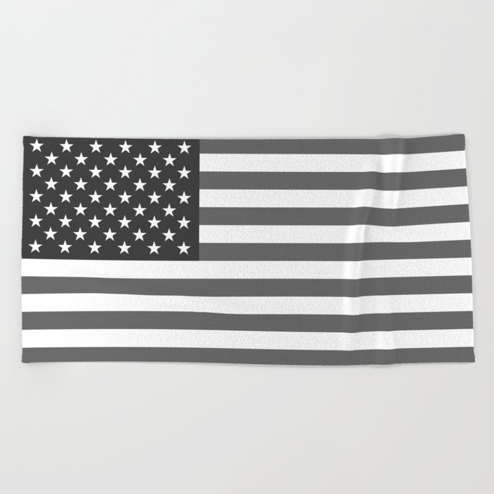 National flag of the USA, B&W version Beach Towel