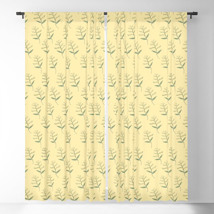 green plants on pale yellow Blackout Curtain
